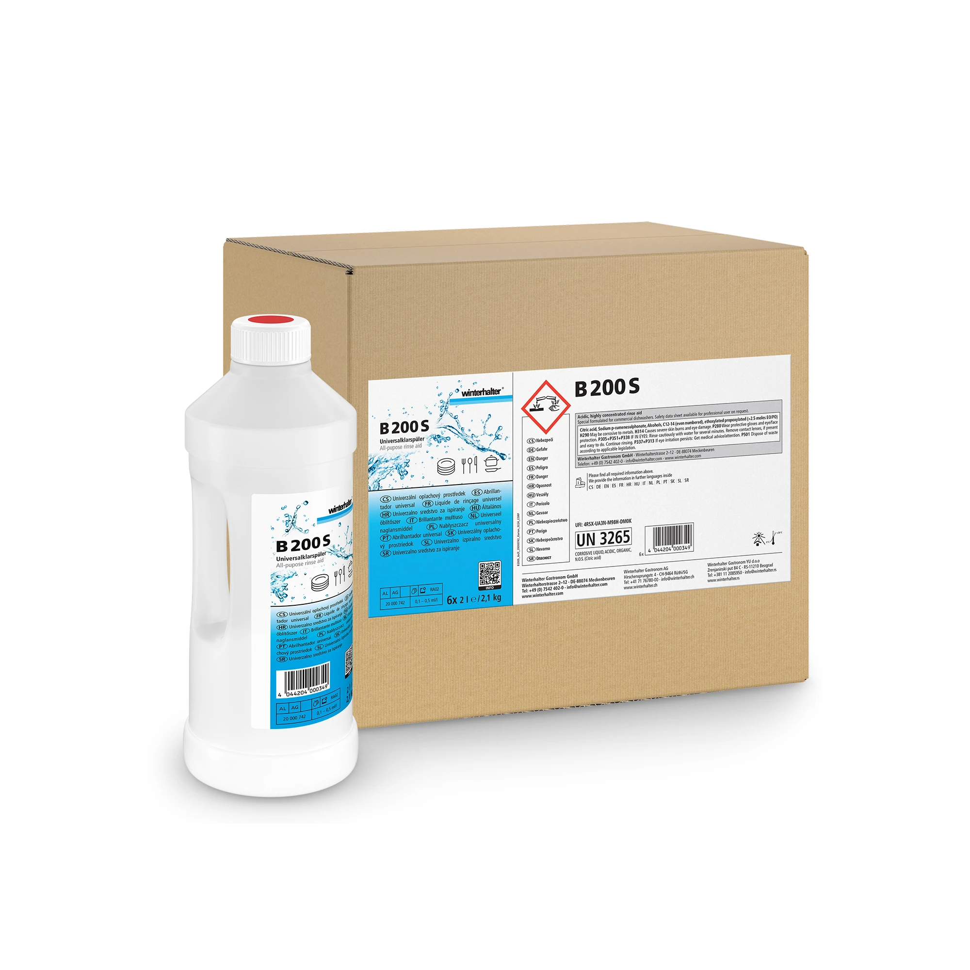 Winterhalter 20000742 B 200 S Universalklarspueler Karton mit Einzelflaschen