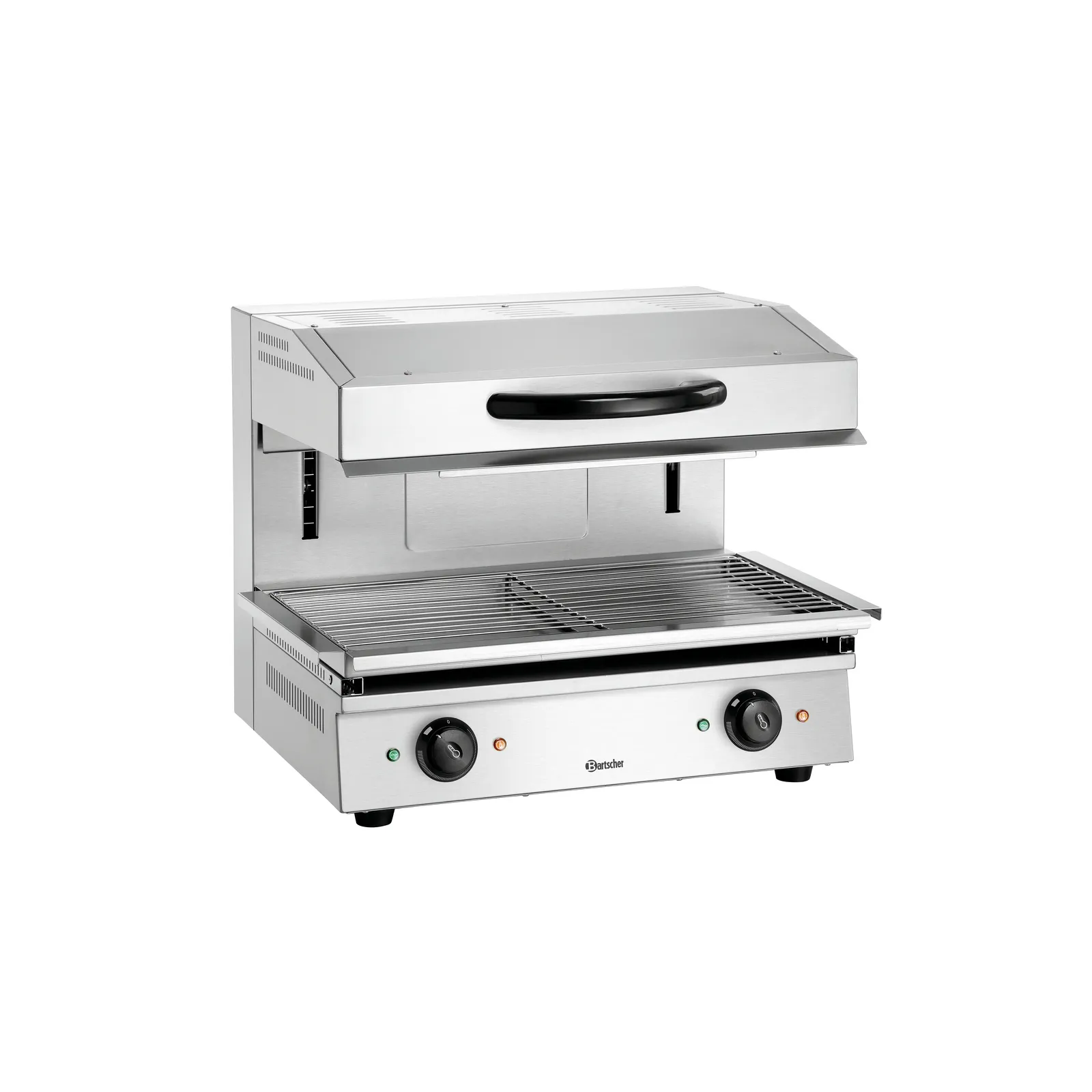 Bartscher 151512 Lift-Salamander 600-2Z Ansicht Komplett, Grillolauf, Gewerbekomfort, Gasgrill, Edelstahl, Grillplatte