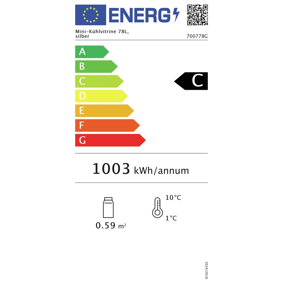 Bartscher 700778G Energielabel  