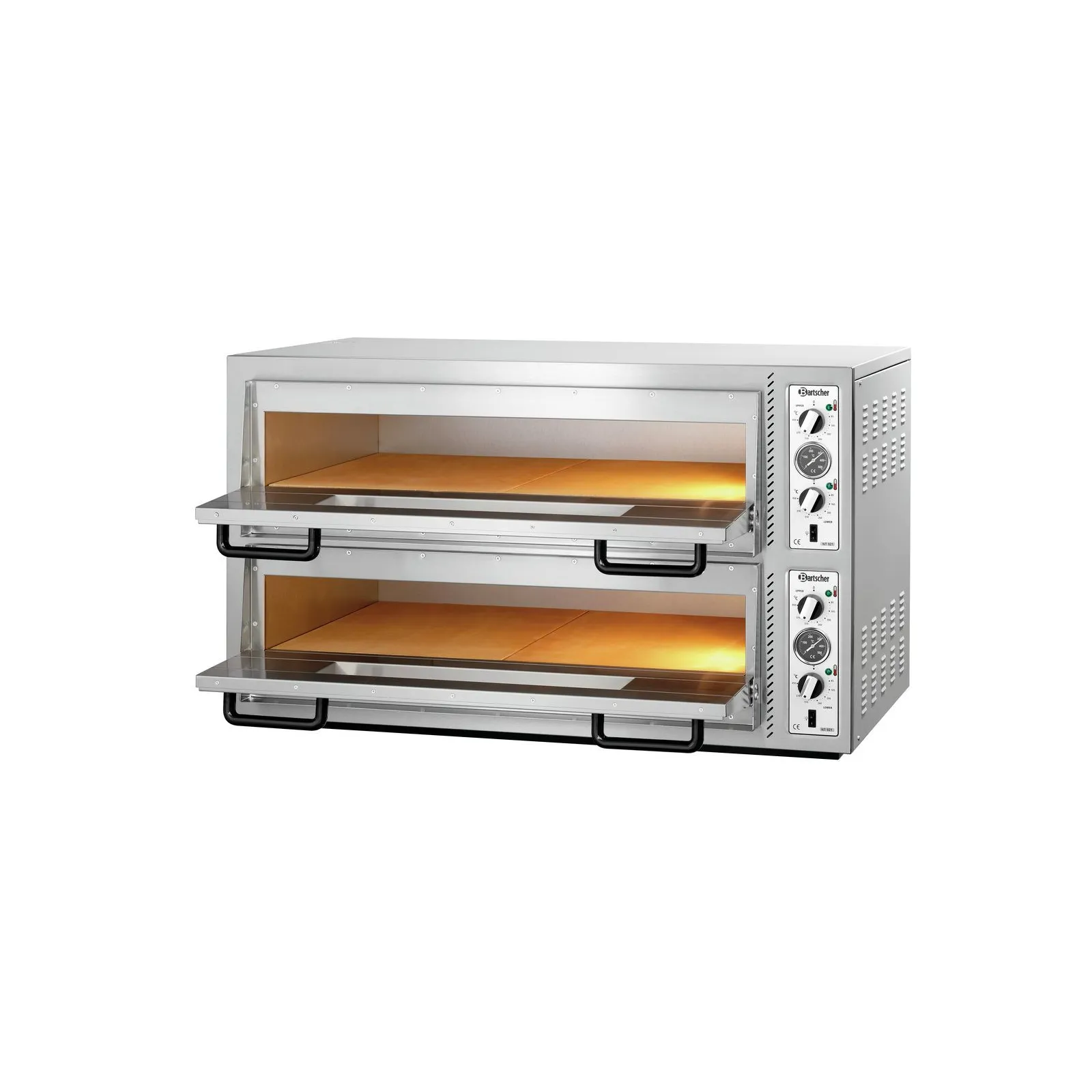 Bartscher 2002121 Pizzaofen NT 921 Ansicht Komplett, offen, Backblech, Gebrauchsofen, Doppelbratgrat?, Edelstahlkonstruktion, Industrieofen