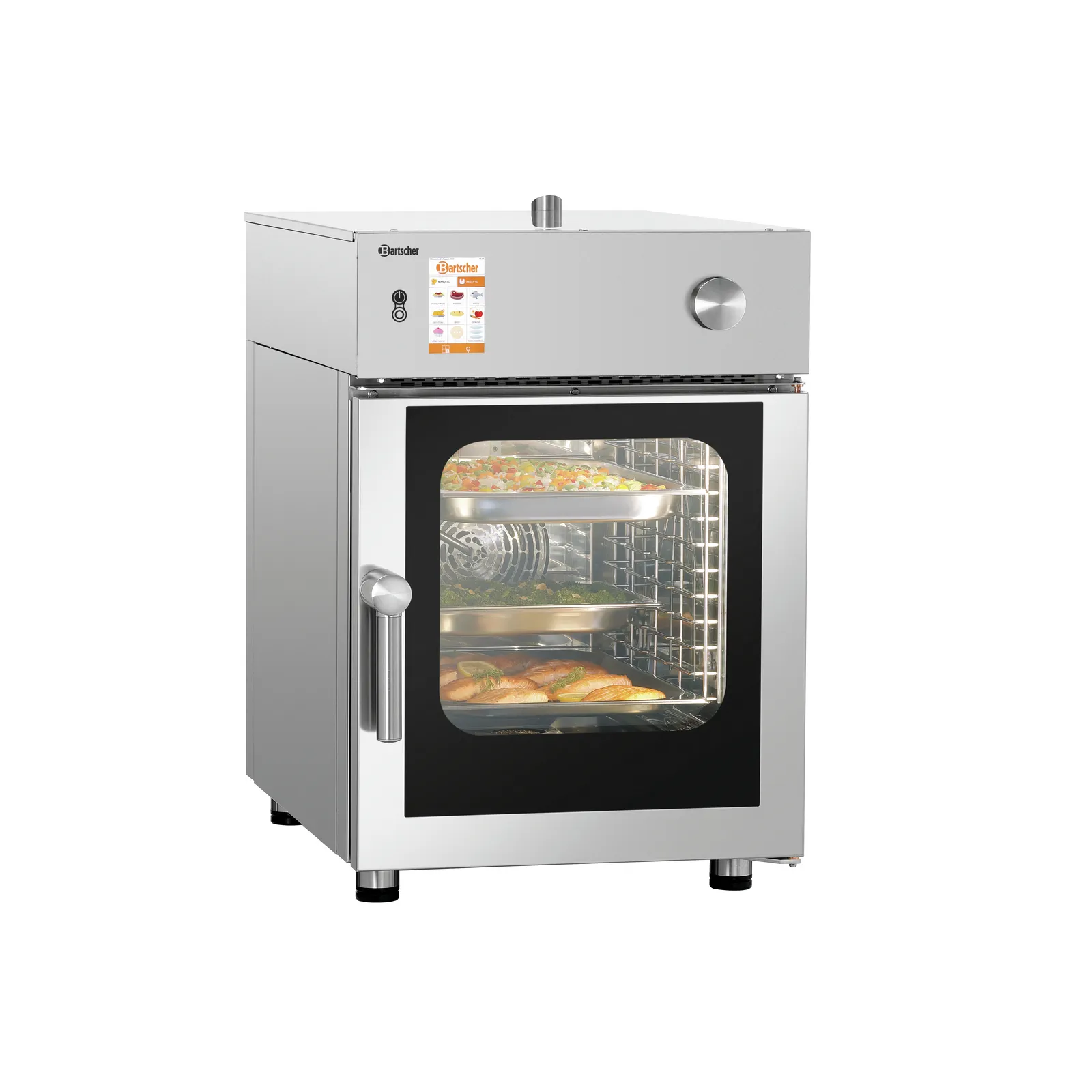 Bartscher 117263 Kombidämpfer Silversteam-K 6110DRS Ansicht Komplett, mit Essen, geschlossen