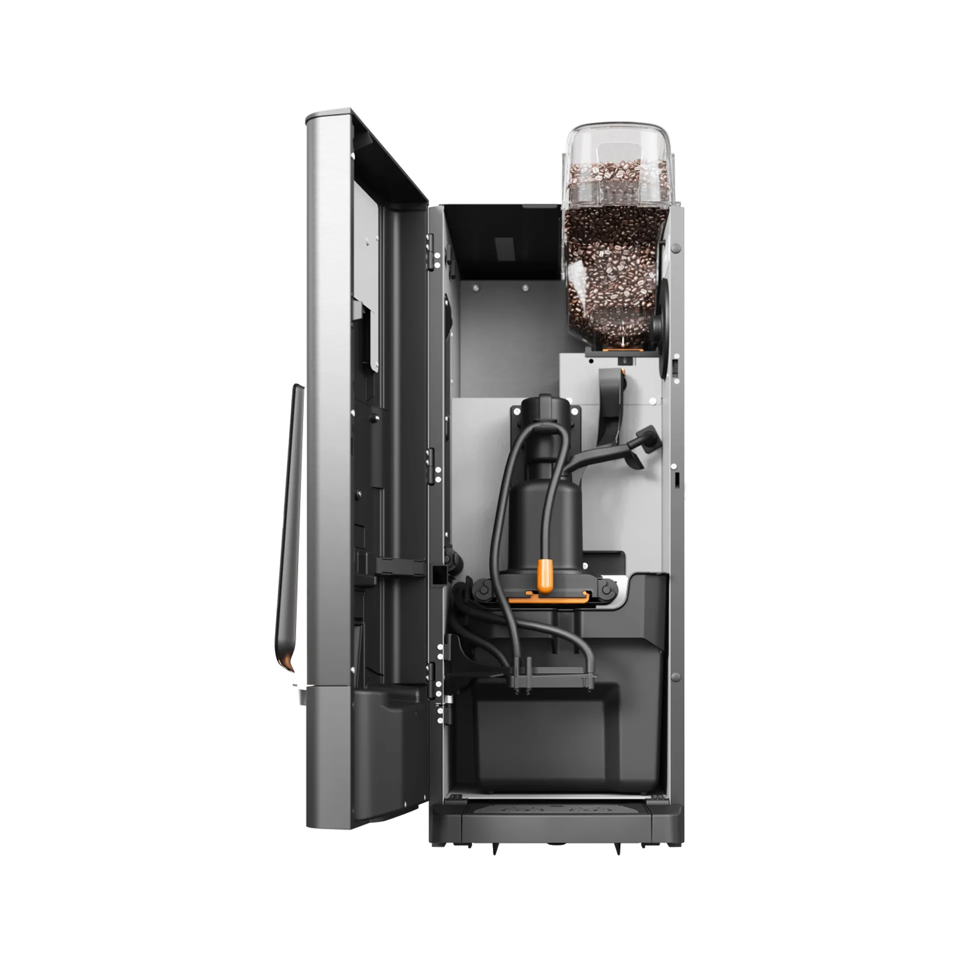 Kaffeemaschine, Kaffeevollautomat, Wasserbehälter, Kaffeebohnen, Reinigungskomponenten