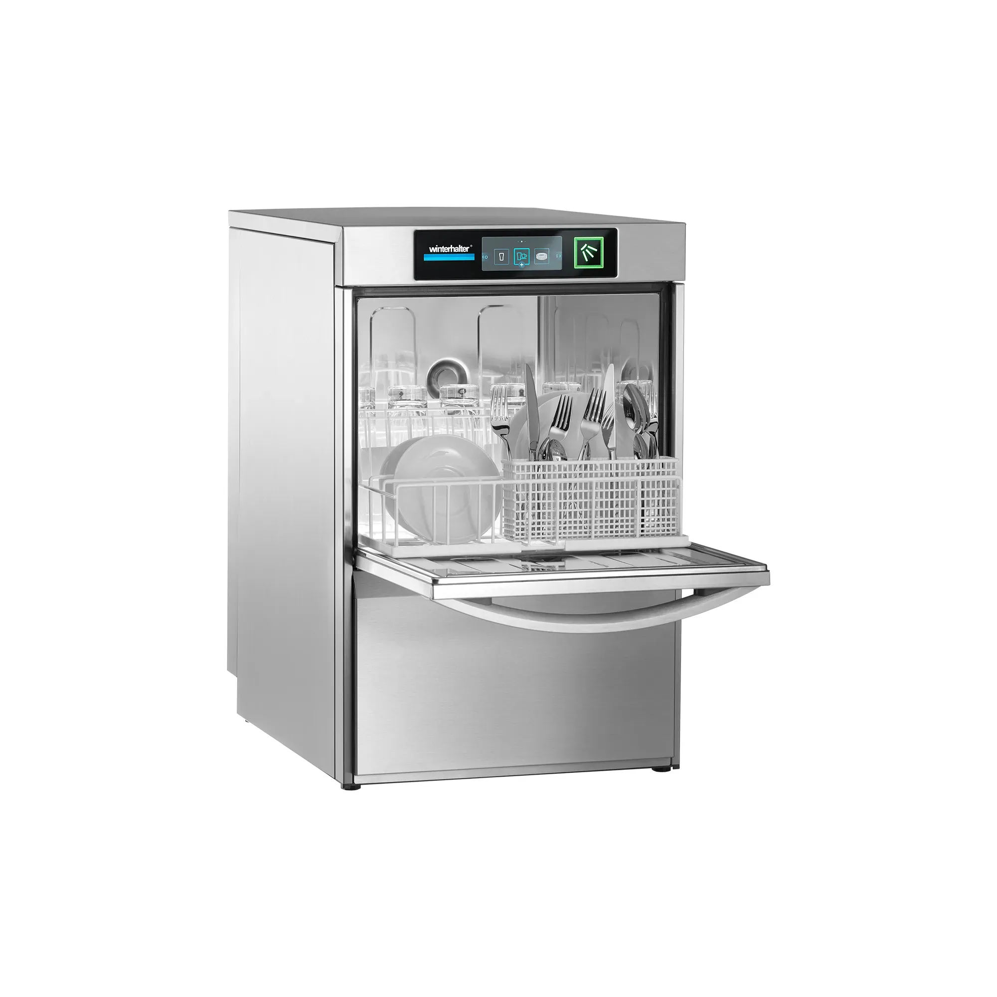 Winterhalter UC-S Bistrospuelmaschine, Geschirrspüler, Spülmaschine, Stahlgehäuse, Frontlader, Spülmaschinen-Front, Geschirrspüler, Spülmaschine, Kombiintegrated, Edelstahl, Glasfront