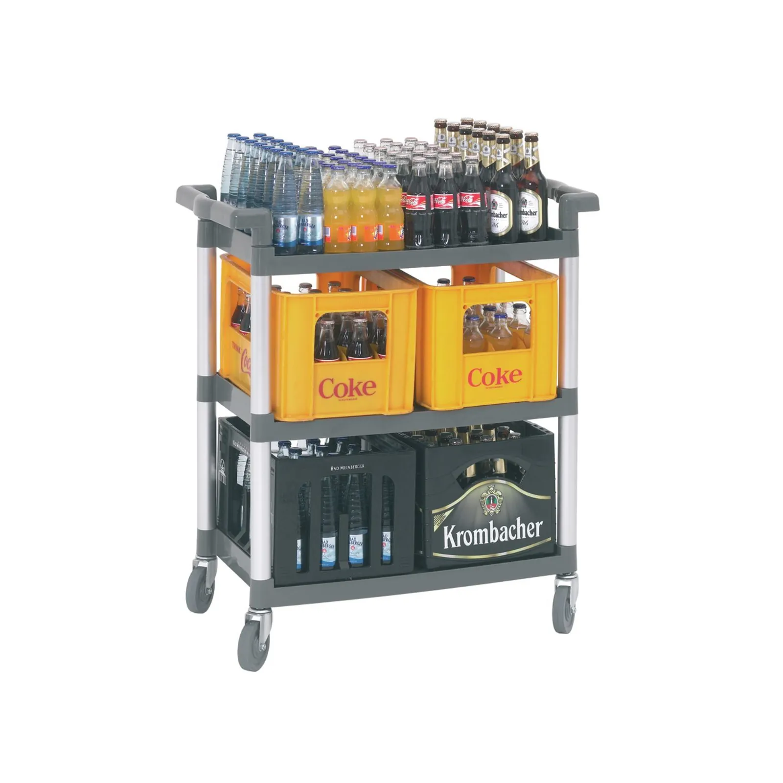 Bartscher A300049 Servierwagen Kunststoff Ansicht Komplett mit Getränken