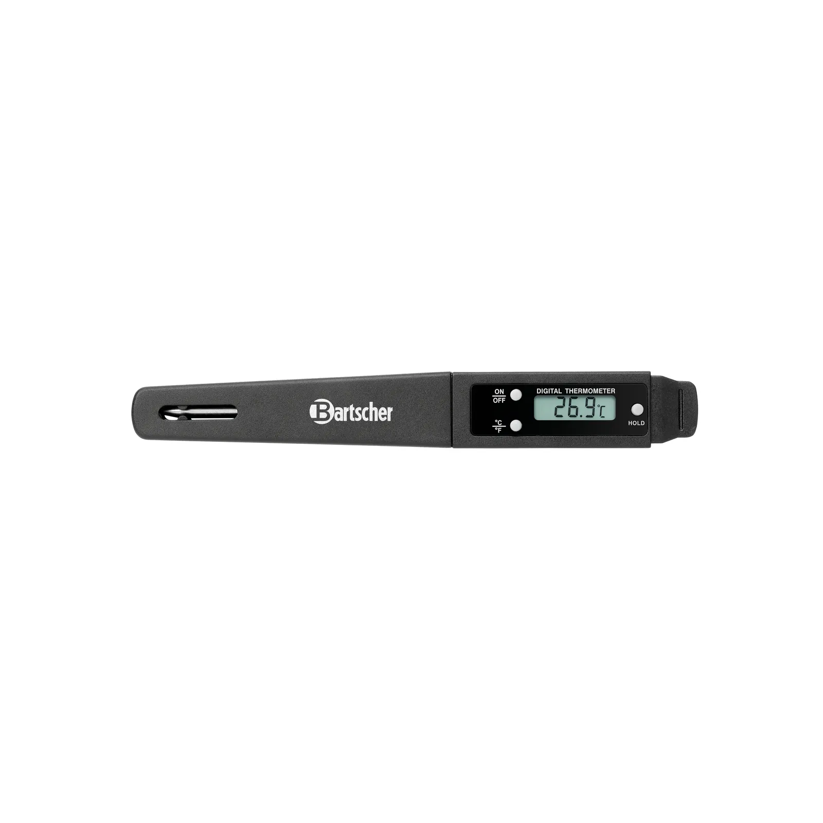Bartscher 292042 Thermometer D1500 KTP Ansicht Komplett, geschlossen, digital thermometer, LCD display, Bar-scher, temperature probe, clip-on thermometer