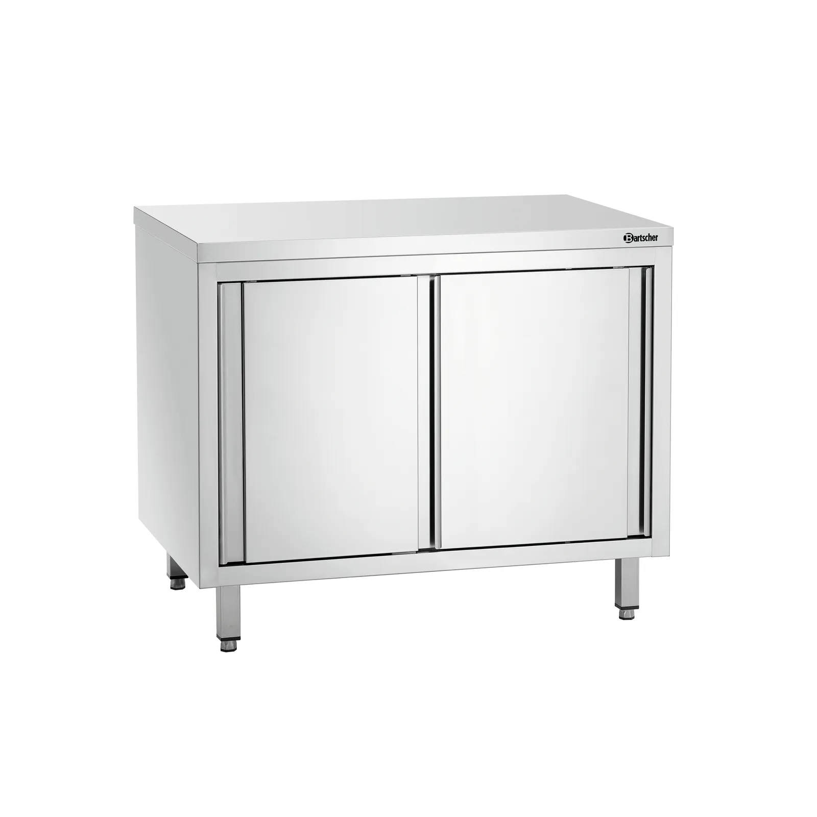 Bartscher 337107 Arbeitsschrank 700 B1000 Ansicht Komplett, geschlossen, Stainlessstahl-Schranktisch, Untergebaut, Doppeltüren, Küchenschrank, Beine