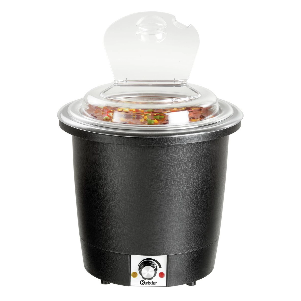 Bartscher Suppentopf schwarz mit transparentem offenen Deckel, 100048 Bartscher 100048 Suppentopf geöffneter Kellenöffnung