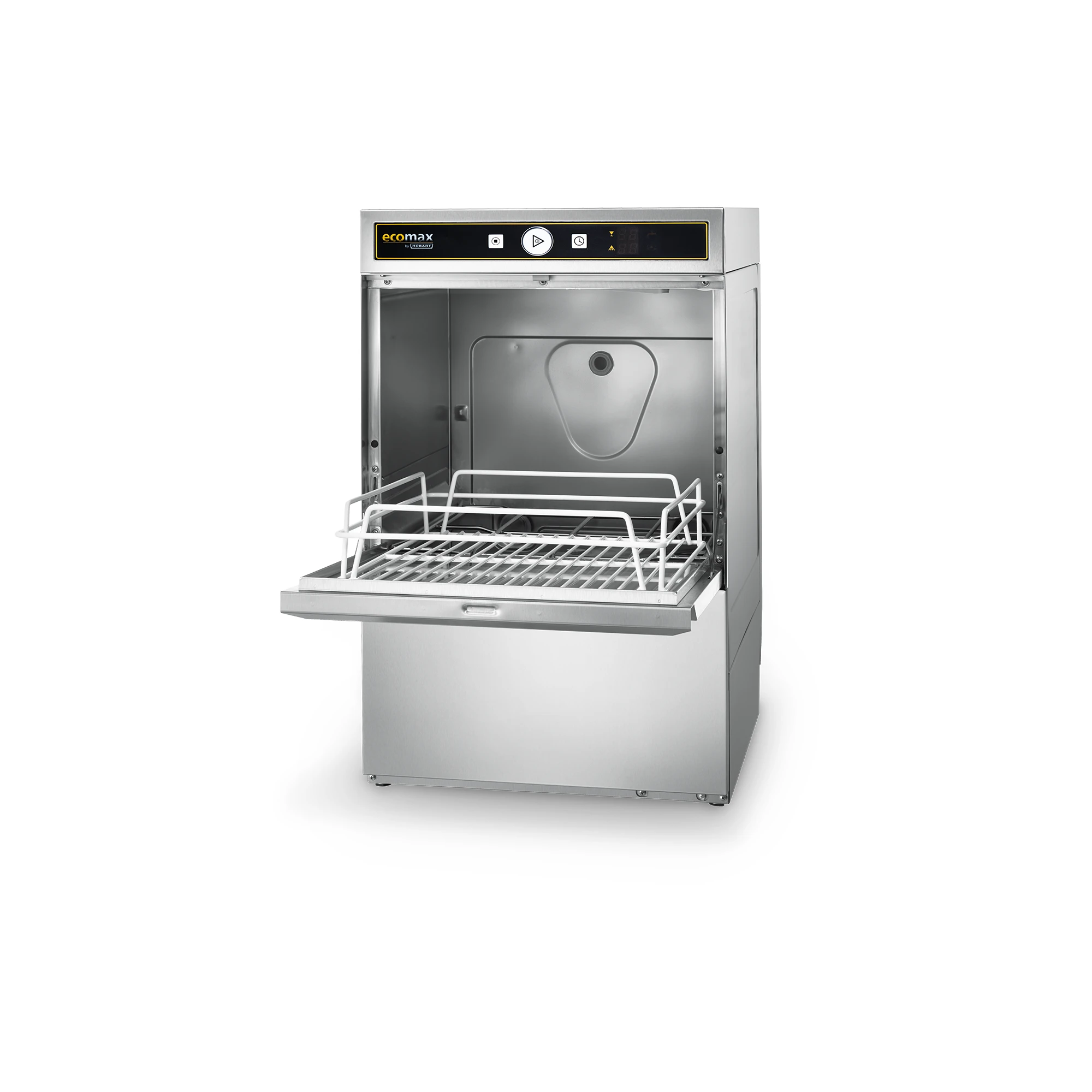 Ecomax G404 Glaeserspuelmaschine 3   Ecomax G404 Glaeserspuelmaschine geoeffnet mit Spuelkorb für Toepfe