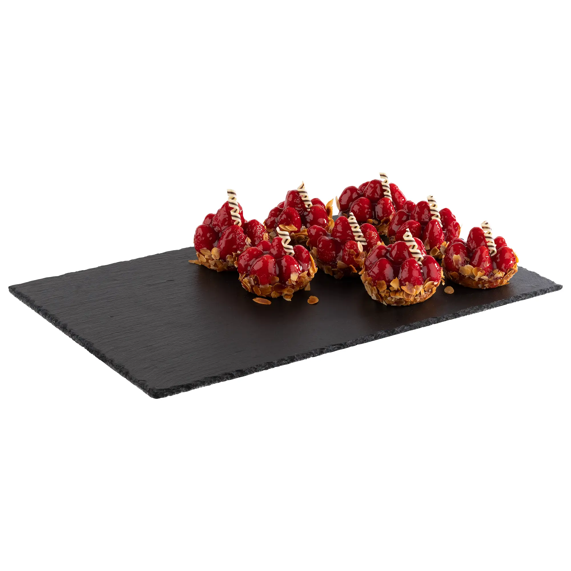 APS GN Naturschieferplatte 00990 schräg seitlich mit Beispiel Dessert