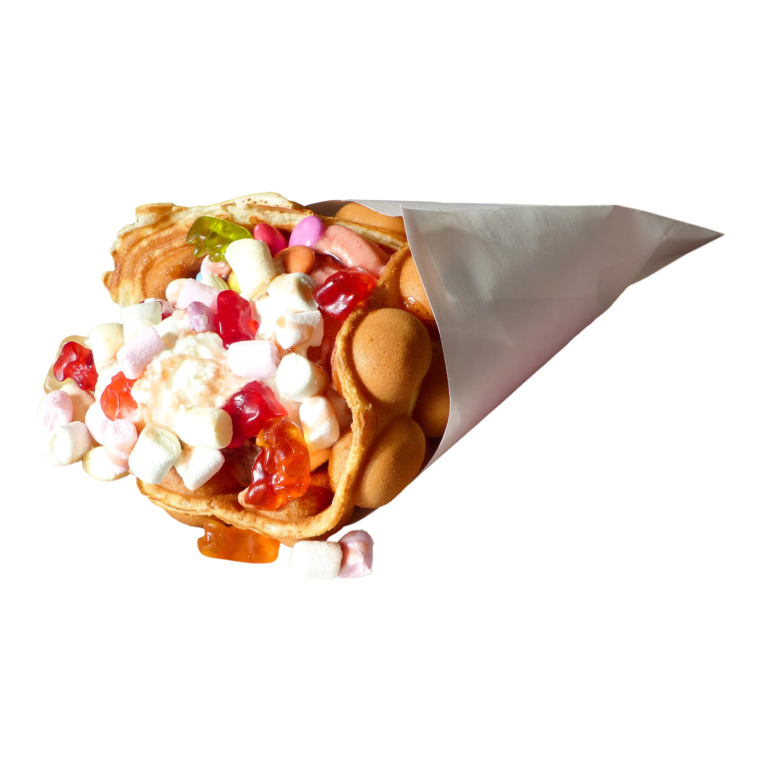 Neumaerker 05-40000 Spitztuete mit Bubblewaffel, Waffel doppelte Kugel, Eiswaffel, Sahne, Marshmallows, Bonbons