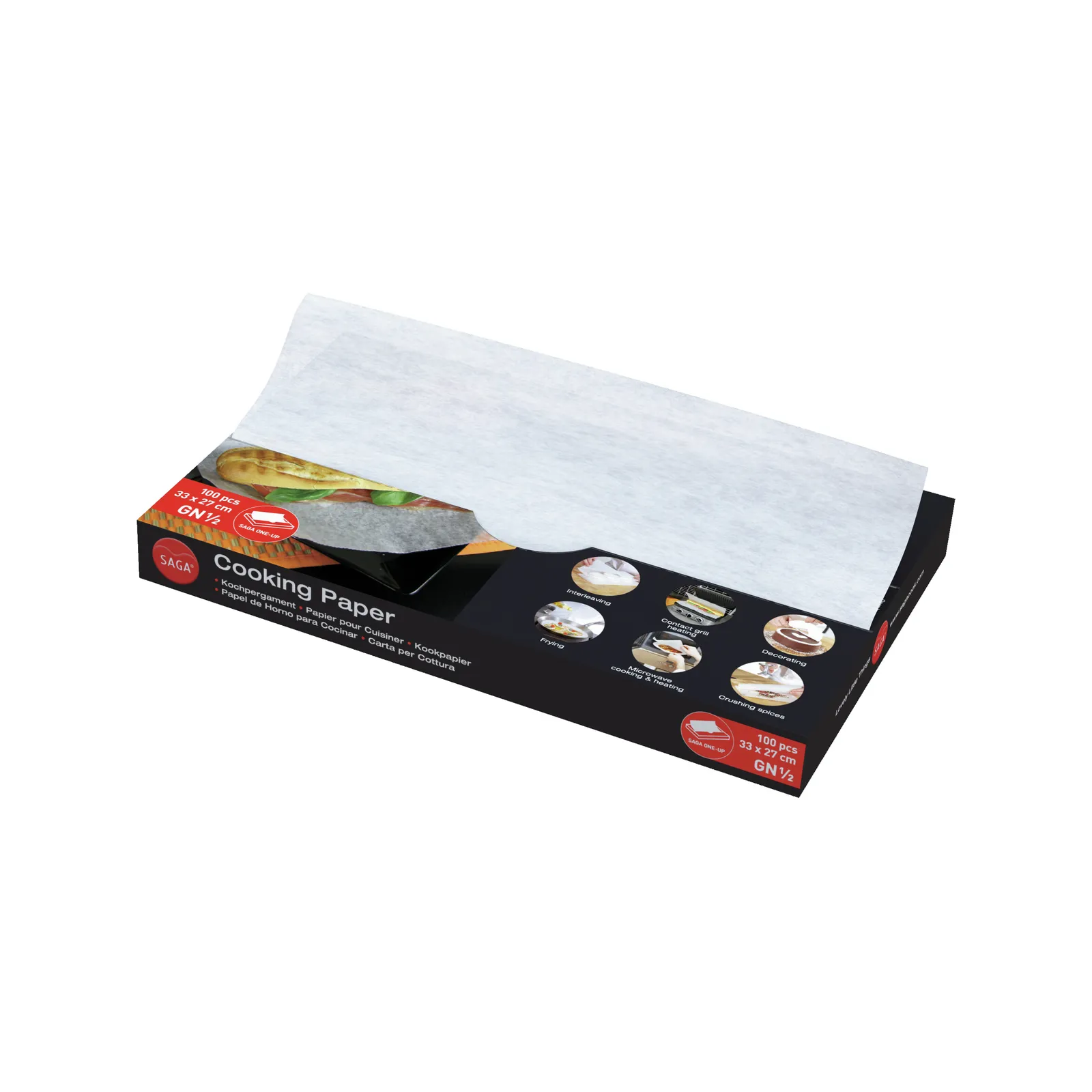 Bartscher 150678 Kochpergament 1/2 GN Ansicht Komplett, in Verpackung, Backpapier, Küchenpapier, Kochpapier, Größe GN1/2, Rollenformat