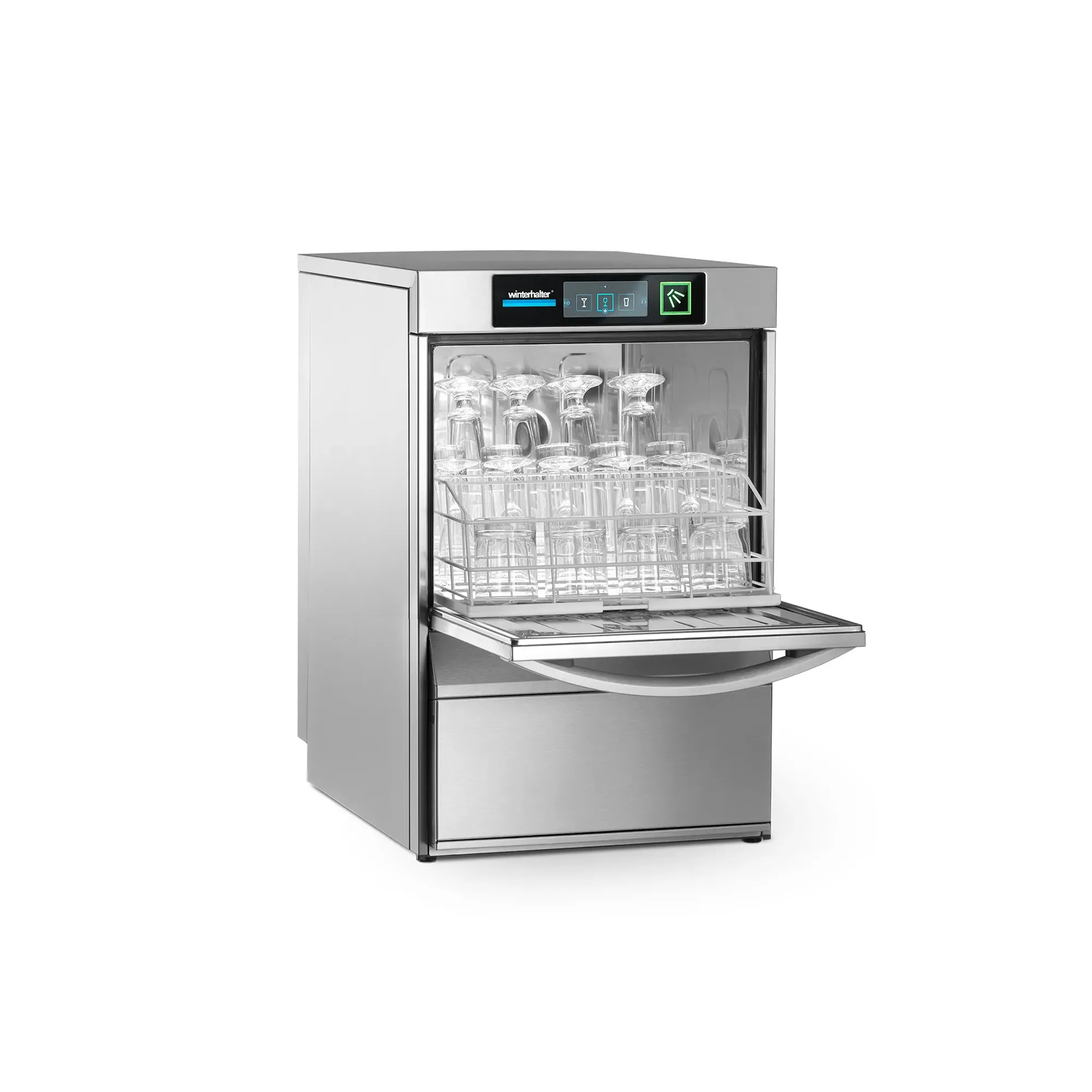 Winterhalter UC-S Glaeserspuelmaschine mit Gläserkorb, Geschirrspüler, Spülmaschine, Frontlader, Stahl, Küchengerät, Spülmaschine, Kompakt, Edelstahl, Gläserkorb, Bedienfeld