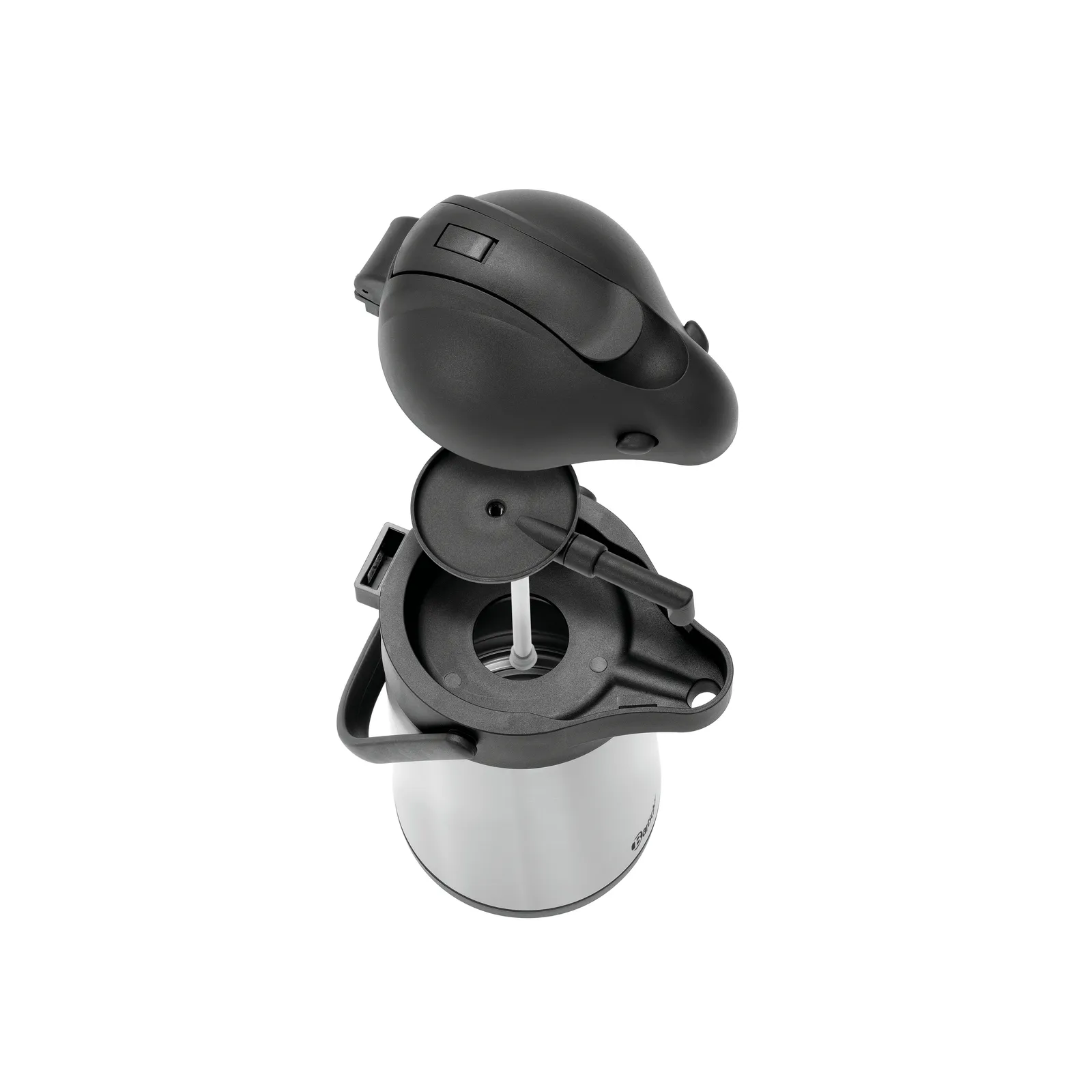 Bartscher 190117 Isolierpumpkanne 1,9L-ST Ansicht von oben, Einzeltele, Kaffeemaschine, Filterkaffee, Kaffeekapselspender, Schwarz, Kronkegel-Design