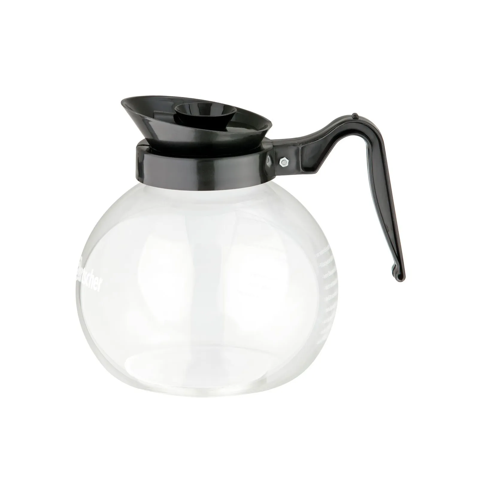 Bartscher 190133 Glaskanne 1,8L Ansicht Komplett, Kaffeekanne, Glaskanne, Schnappverschluss, Kunststoffgriff, Transparente Kanne