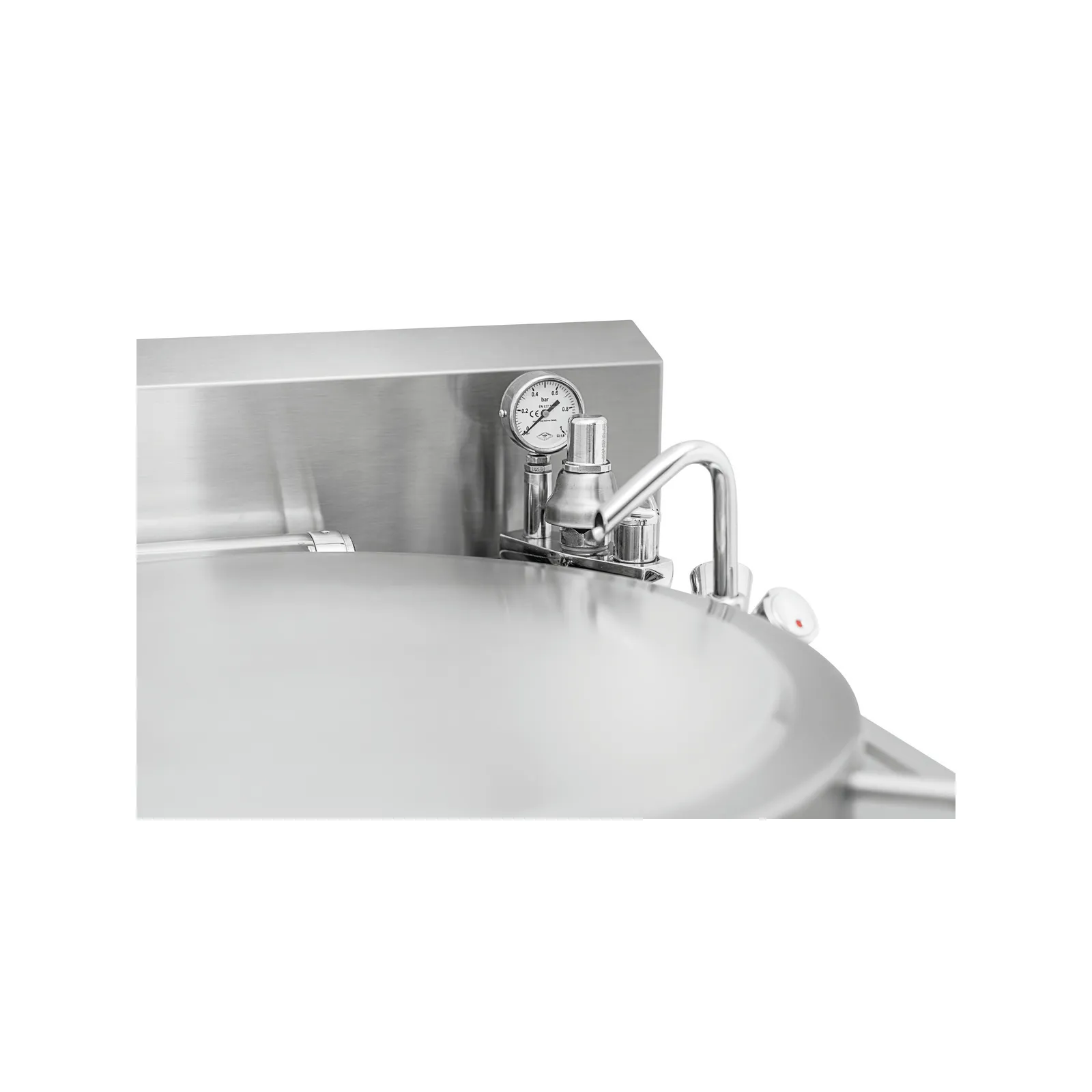 Bartscher 2800071 Kochkessel G342L Nahansicht Wasserhahn, geschlossener Deckel