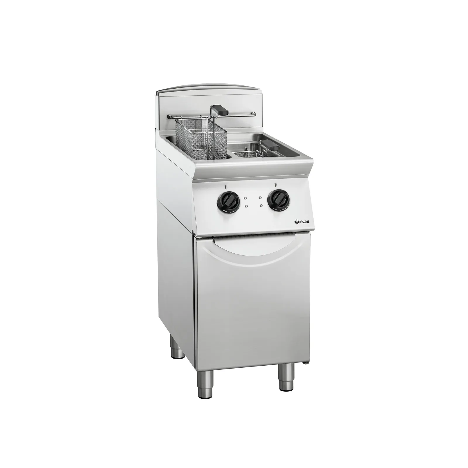Bartscher 272335 Fritteuse 700 B400 2x8L Ansicht Komplett, Gasherd, Fritteuse, Edelstahl, Kippfront, industrielle Küche