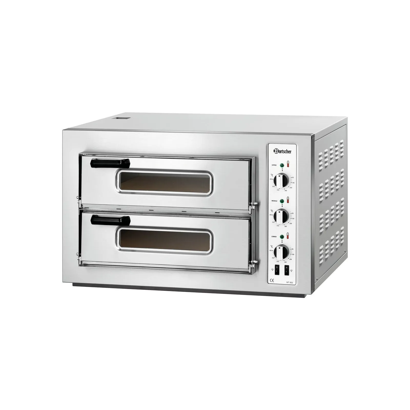 Bartscher 2002028 Pizzaofen NT 502 Ansicht Komplett, geschlossen, Backofen, Stufenbackofen, Stahl, Edelstahl, Kompakt