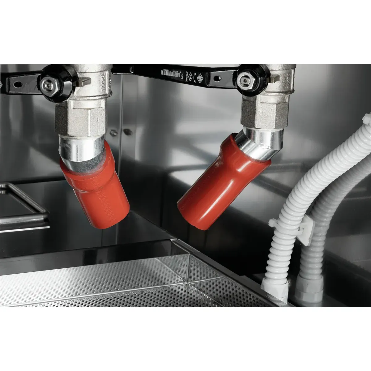 Bartscher 272335 Fritteuse 700 B400 2x8L Nahansicht Fettablasshähne