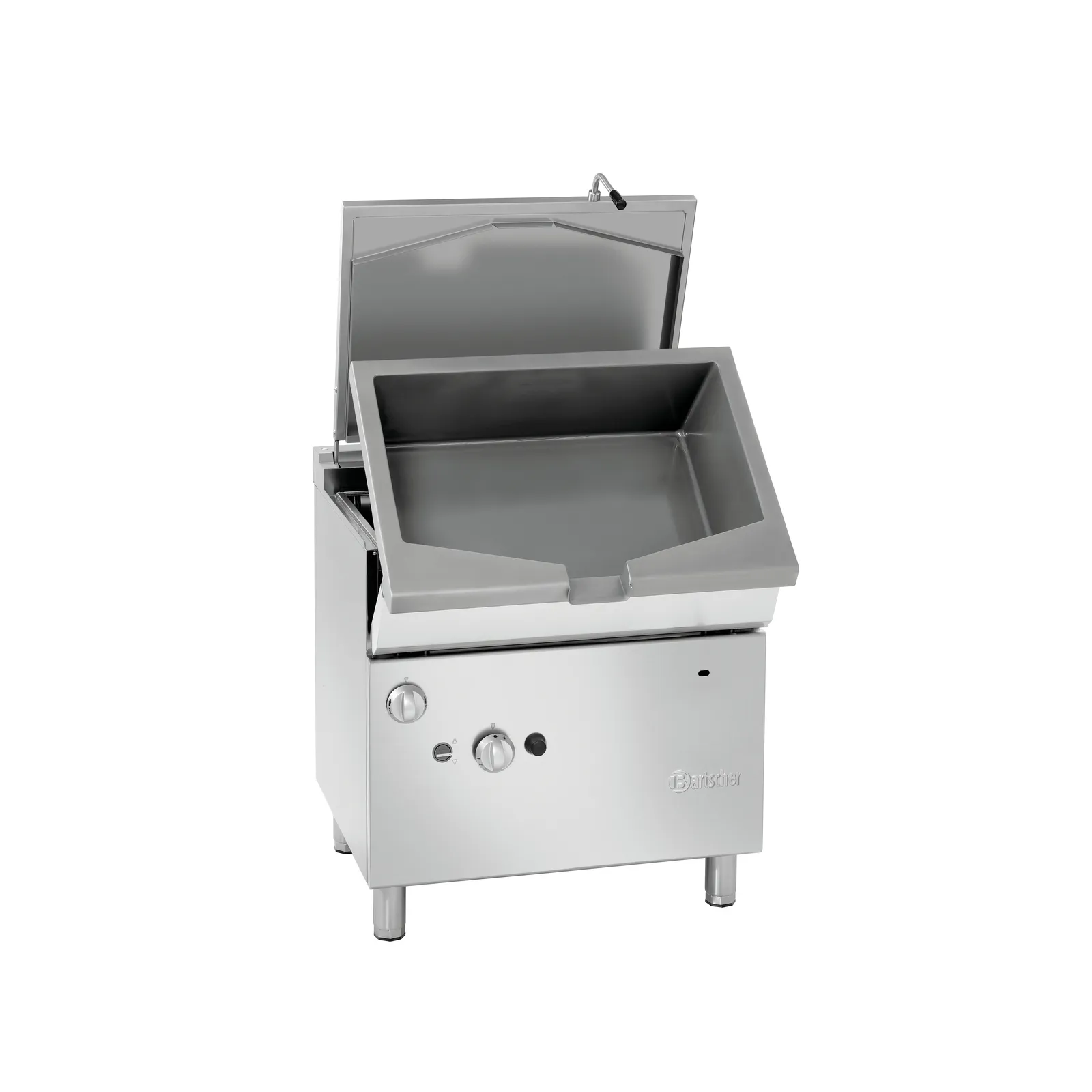 Bartscher 2856031 Kippbratpfanne 700 G51LEK Ansicht Komplett, offen, beim abkippen, Gasgrill, Stahl, Schublade, Deckel, Herdgeräte