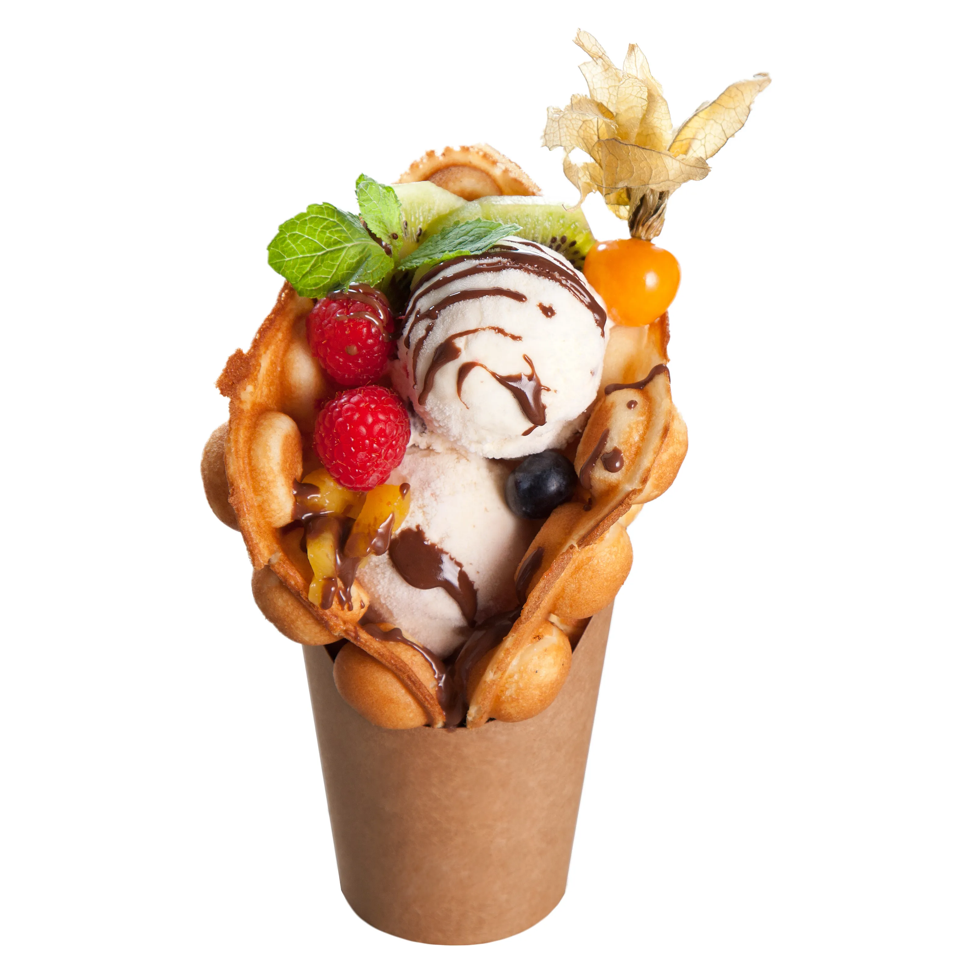 Neumaerker 00-40003 Snack-Becher Eco mit Bubblewaffel, Eis, Waffel, Becher, Beeren, Schokolade
