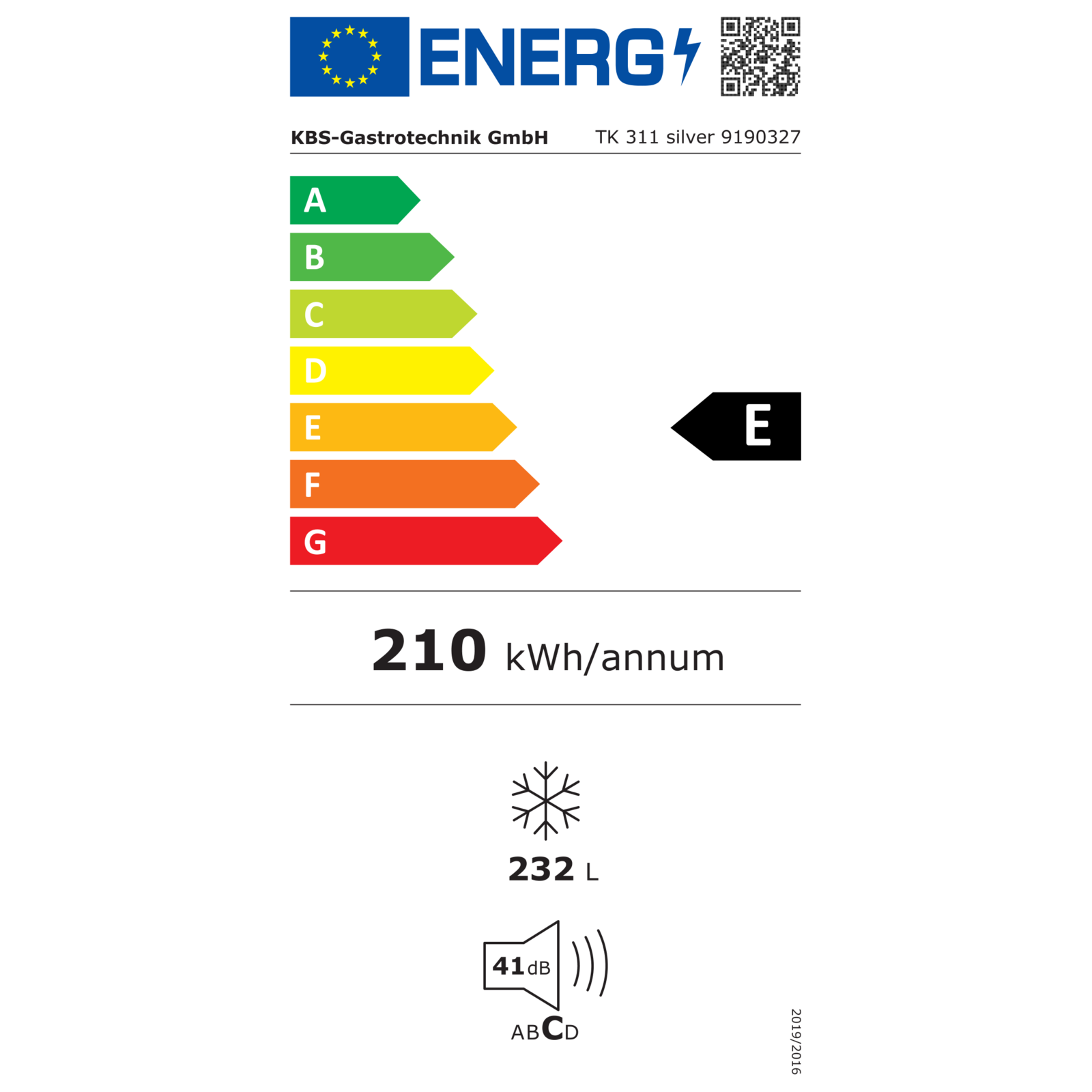 KBS 9190327 Energielabel  KBS 9190327 Energielabel