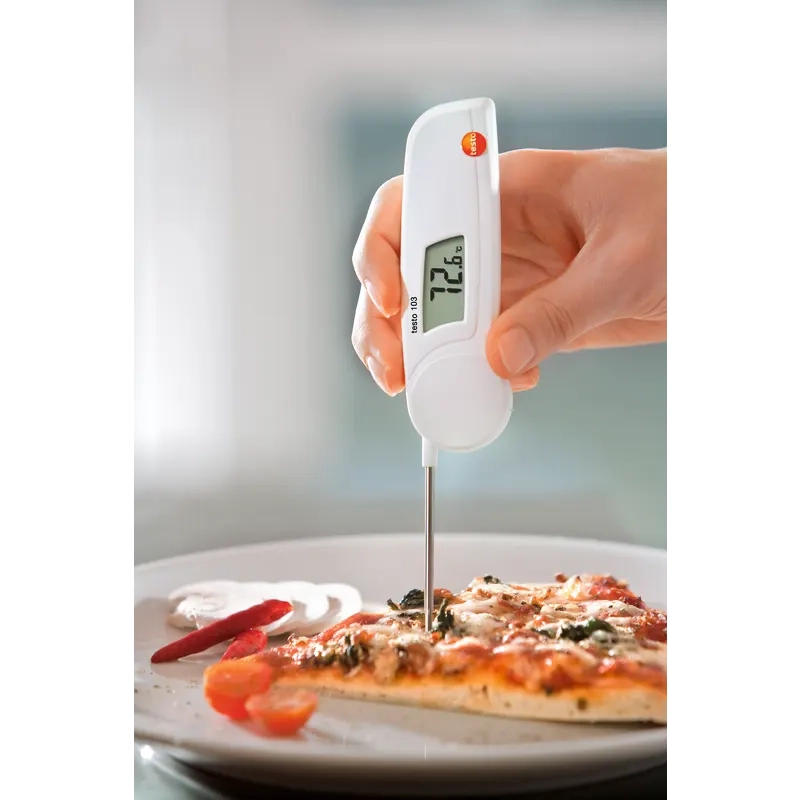 Testo 05600103 103 Einstechthermometer 5   Testo 05600103 103 Einstechthermometer Temperaturmessung Pizzastueck auf einem Teller