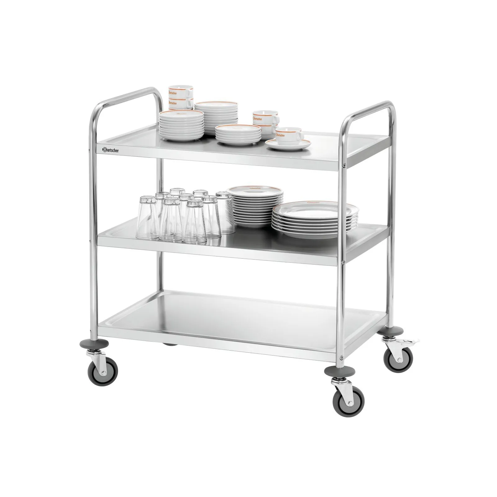 Bartscher A300073 Servierwagen Ansicht Komplett mit Geschirr gedreht