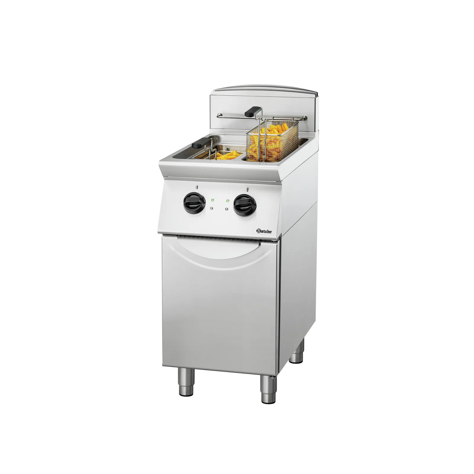 Bartscher 272335 Fritteuse 700 B400 2x8L Ansicht Komplett, mit Pommes, Fritteuse, Fetthermen, Fritteuse elektrisch, Fritteuse Edelstahl, Frityrkorb