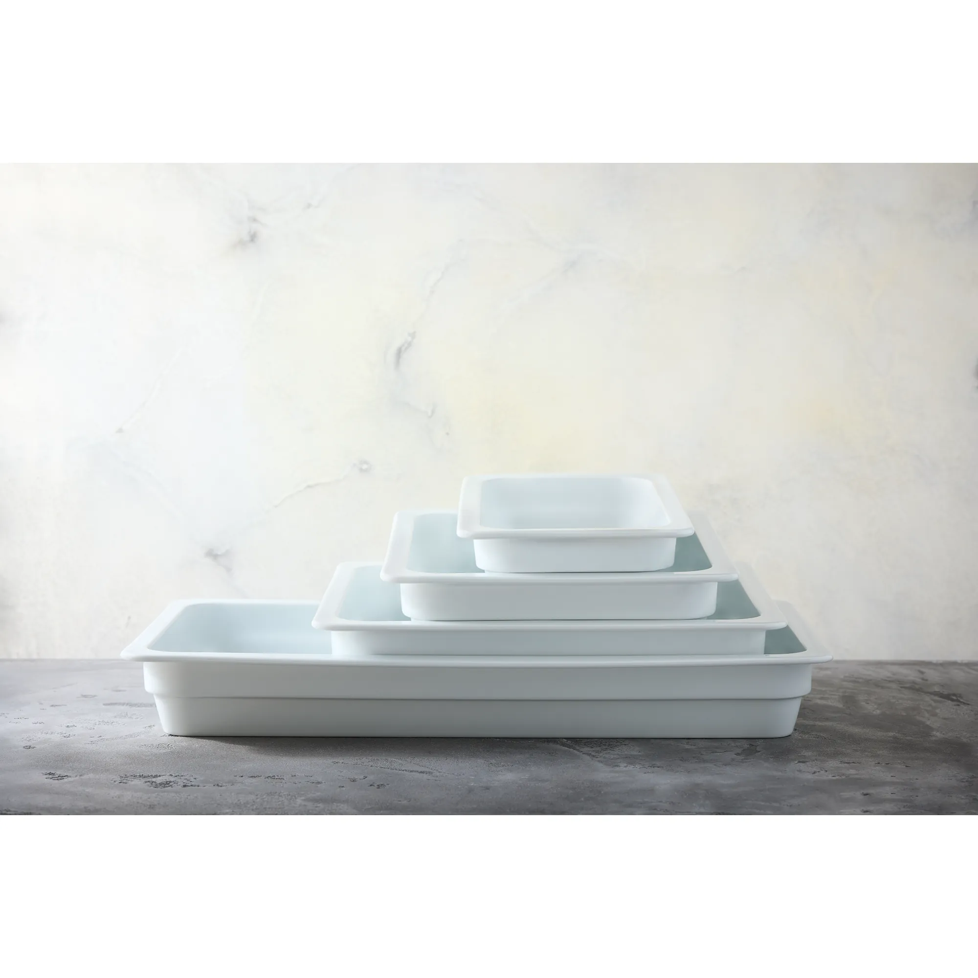 Backform, Auflaufformen, Keramik, Weiß, Stacking