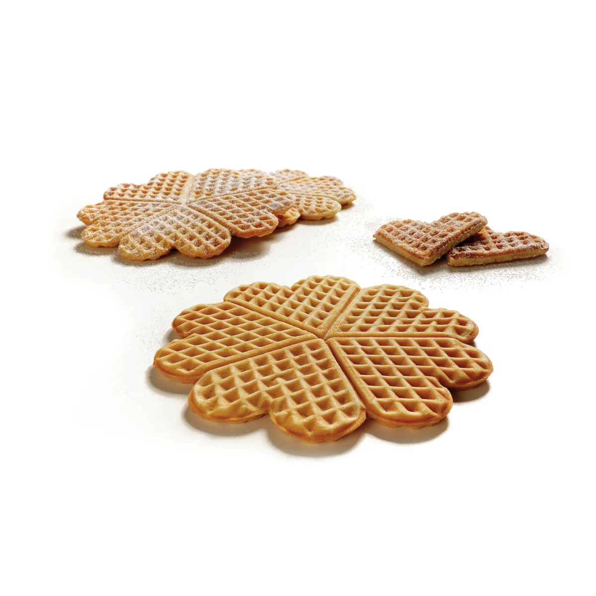 Bartscher 370198 Waffeleisen mit fertigen Waffeln und Puderzucker