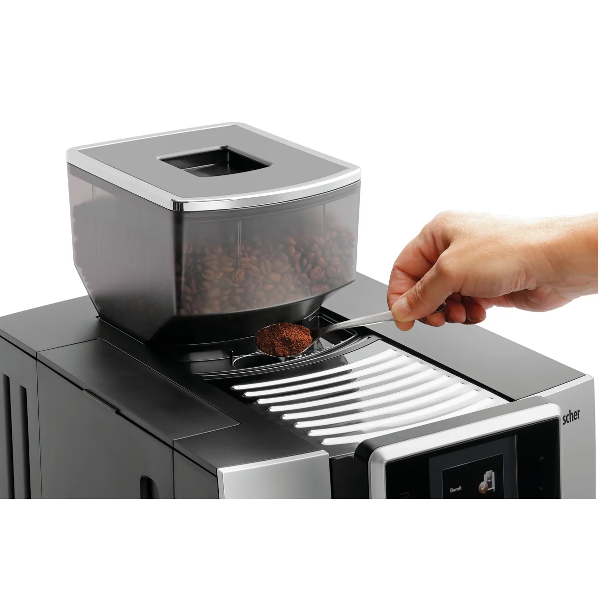 Bartscher 190052 Kaffeevollautomat Einfuellen von Kaffeepulver