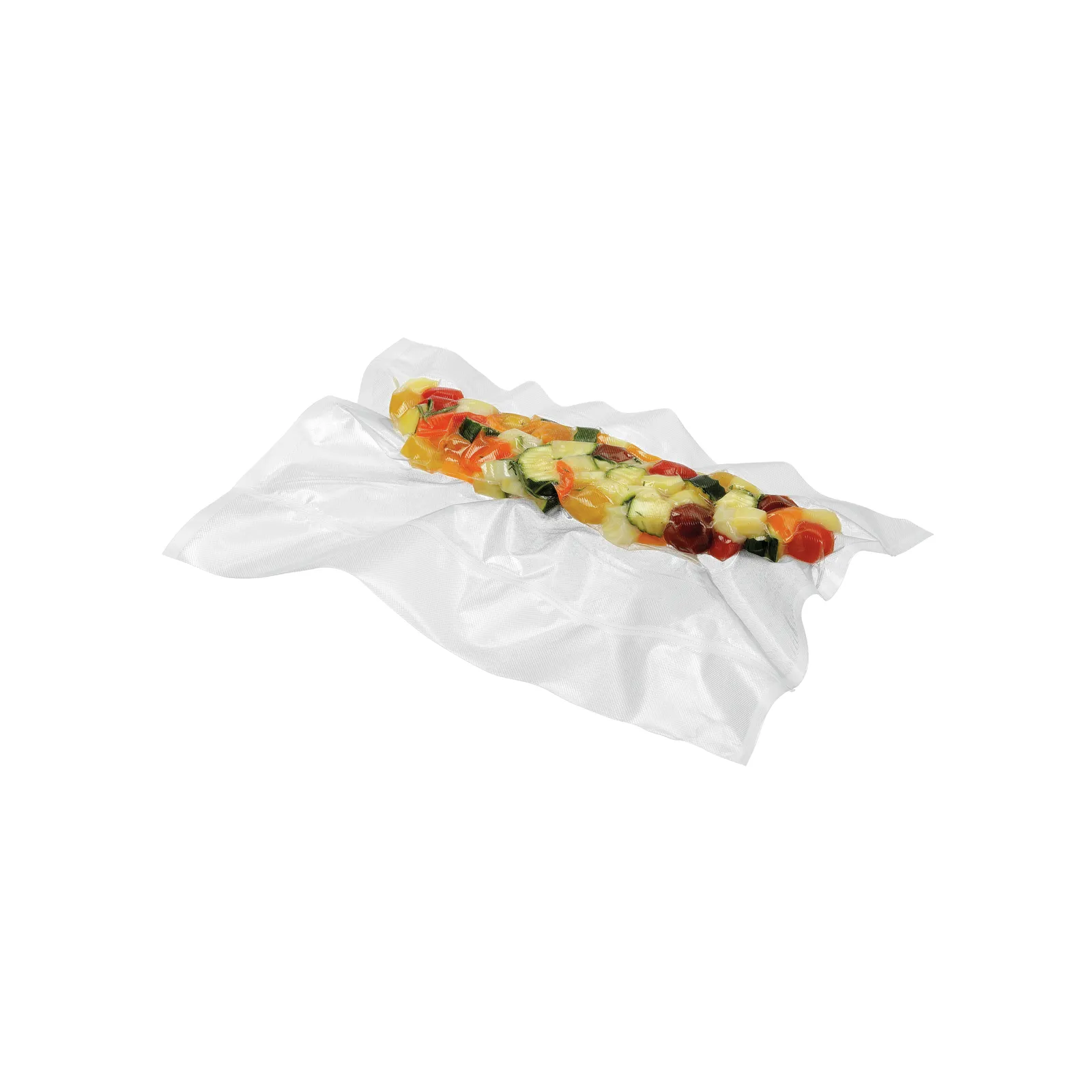 Bartscher 300424 Vakuumierfolienrollen-Set 400 Ansicht vakuumiertes Gemüse, Gemüserolle, Gemüsespieß, Paprika, Zucchini, Käse?