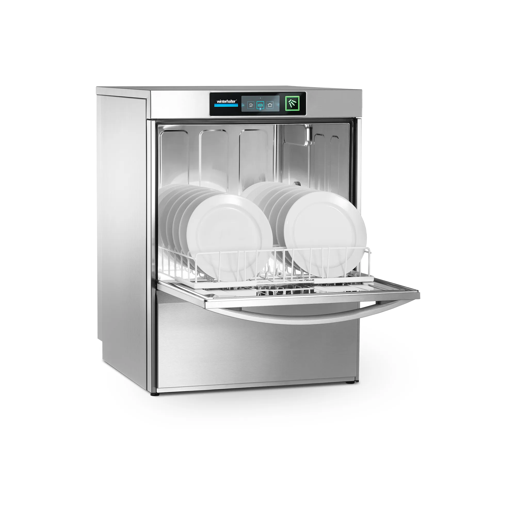 Winterhalter UC-L Geschirrspuelmaschine offen, Geschirrspüler, Spülmaschine, Stahl, Küche, Gedeck