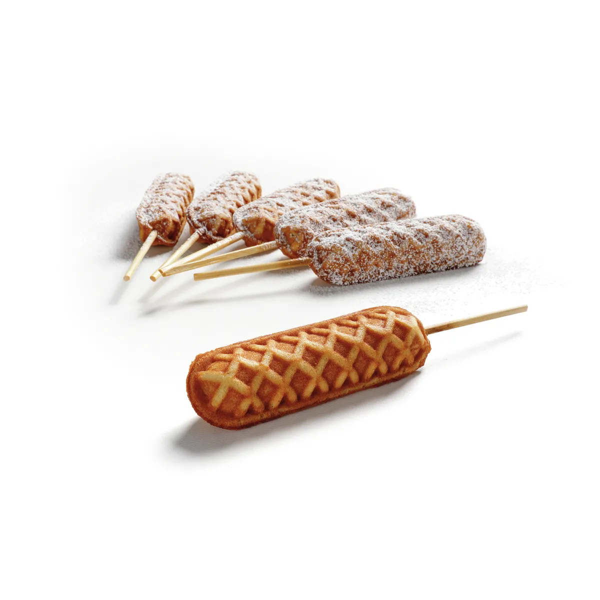 Bartscher 370275 Lolly Waffeleisen fertige Waffeln mit Puderzucker