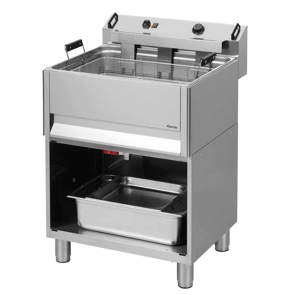 Bartscher 101535 Backwarenfritteuse   Bartscher 101535 Backwarenfritteuse mit Schrank und offenem Unterbau