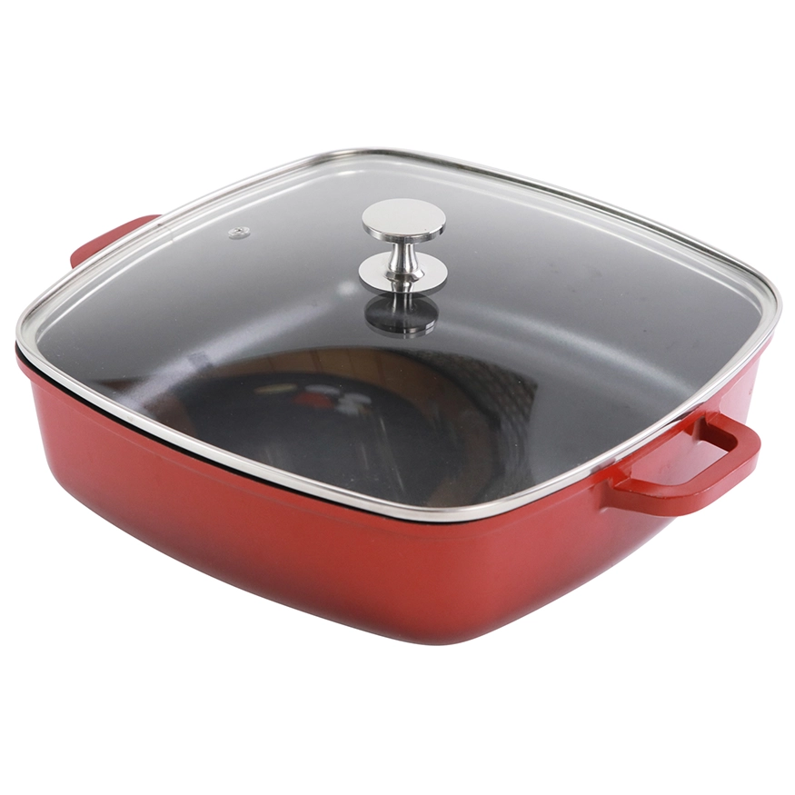 Contacto Pfanne quadratisch 6984 289 rot 2   Contacto AluChef Pfanne quadratisch Knopfgriff aus Edelstahl rot 6984289